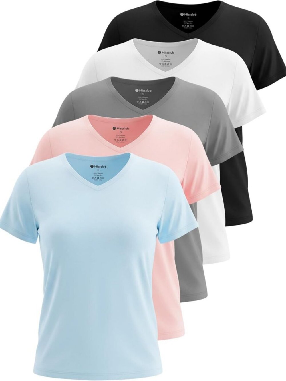5 Pack Women's Dry Fit Short Sleeve Workout Tops - Athletic Activewear Shirts